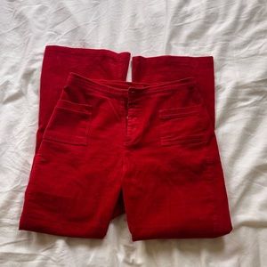 Red Corduroy Flare Pants